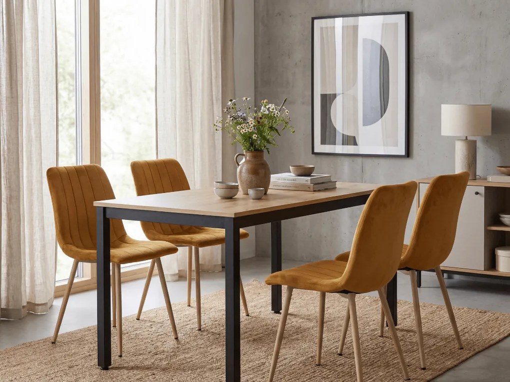 Horčicová zamatová stolička LAVA