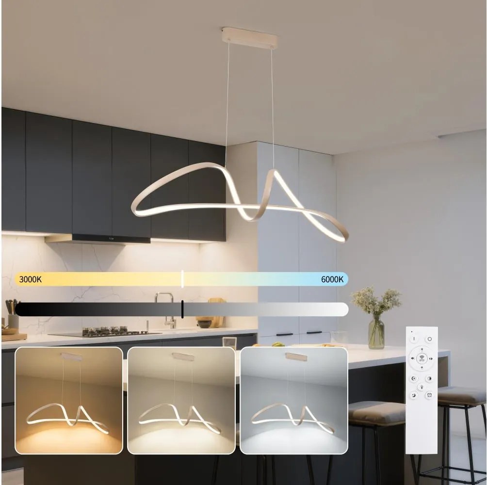 Brilagi-LED Stmievateľný luster na lanku TWISTER LED/60W/230V 3000-6000K béžová+DO