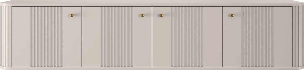 Závesný TV stolík Vespera 4D 187 cm - kašmírová / zlatá