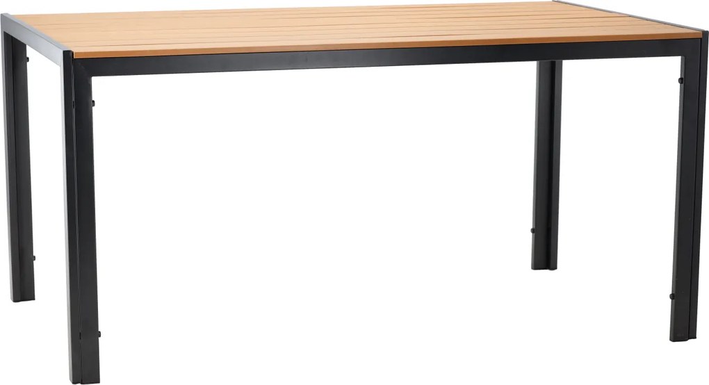 Garden Line OCELOVÝ ZÁHRADNÝ STÔL S POLYWOODOVOU DOSKOU 150 x 90 x 73 CM ČIERNY