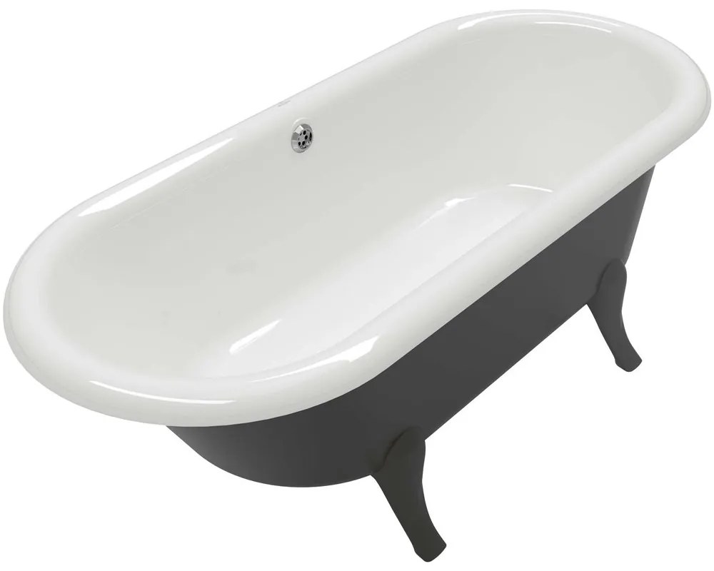 VILLEROY &amp; BOCH Hommage voľne stojaca vaňa z materiálu Quaryl, odtok v strede, 1771 x 771 x 615 mm, Pure Black, biela alpská, UBQ180HOM7WR7V-01