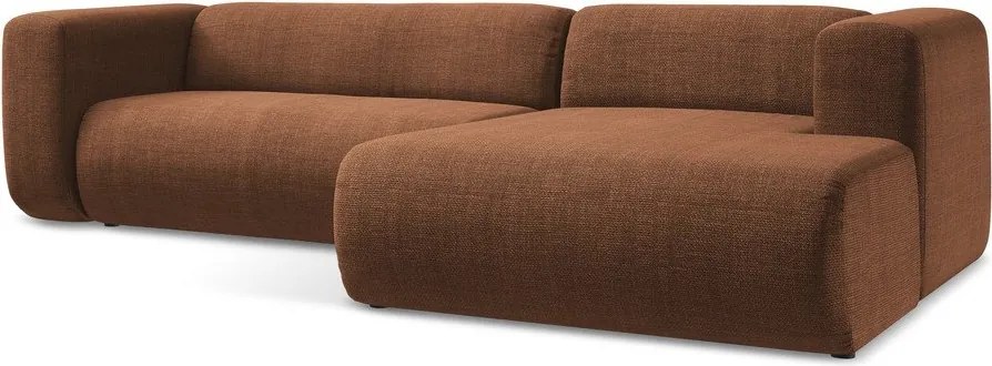 Rohová pohovka v terakotovej farbe (pravý roh/s leňoškou) Ekahi – Makamii