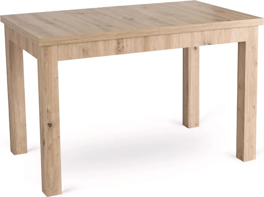 Sada stola SKUBI 120-160 cm Artisan Oak a 4 béžových stoličiek RODRI
