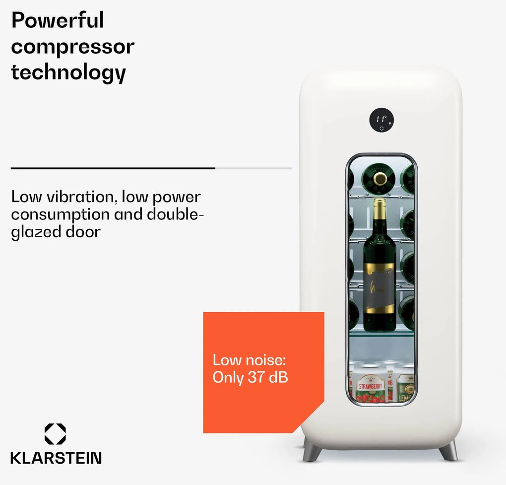 Klarstein Shirley 15 Uno, chladnička na víno, 15 fliaš, 5 - 20 °C, dotykové ovládanie, retro