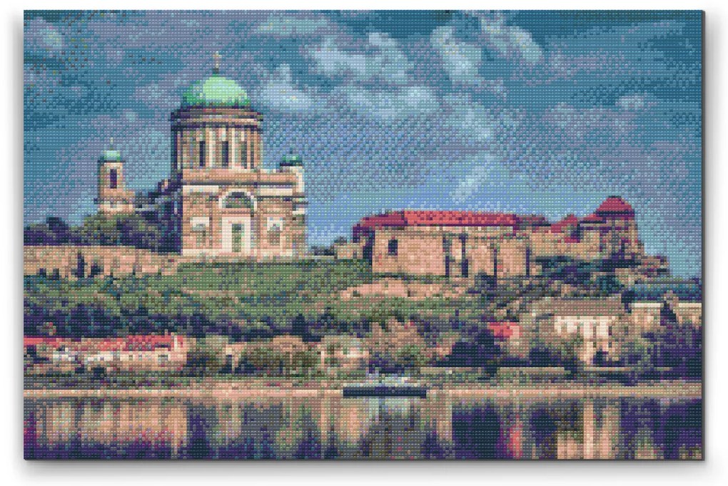 Gario Diamantové maľovanie Ostrihomská bazilika Rozmery: 60 x 40 cm, Rámovanie: Iba zrolované plátno, Diamanty: Štvorcové