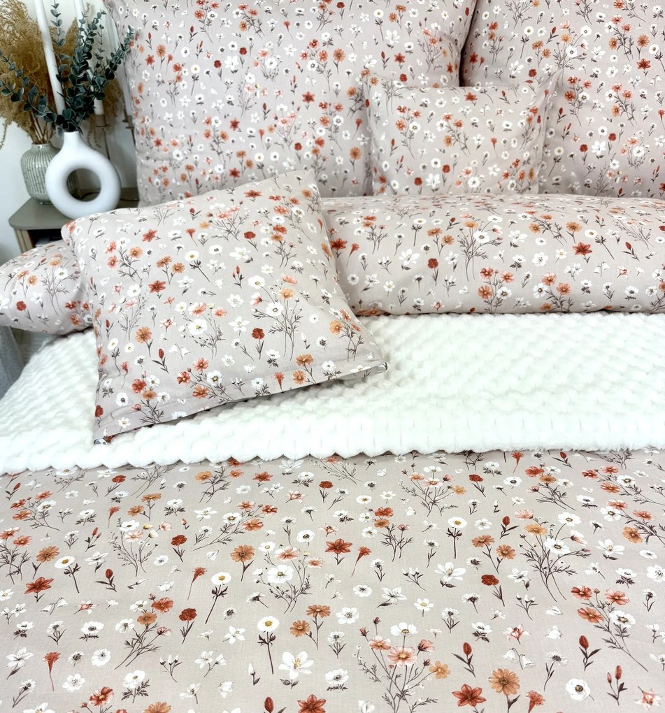 Luxusné bavlnené posteľné obliečky 140x200/70x90 cm – kvetinový vzor | slovenská výroba | zips | 100 % bavlna 125 g/m²