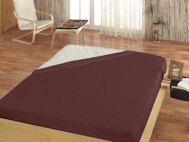 Strečová plachta na posteľ- tmavohnedé/čokoládové Jersey s elastanom 140/200/40