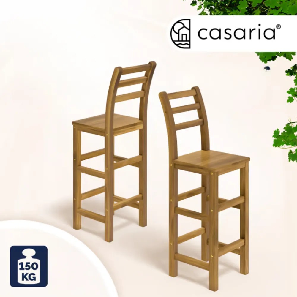 Casaria Barové stoličky OSLO s operadlami, 2ks, 40x36x110cm, prírodná hnedá