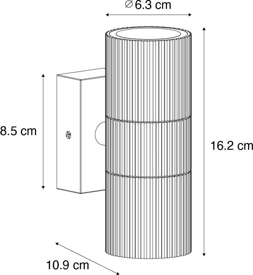Priemyselné vonkajšie nástenné svietidlo čierne 2-svetlo IP44 - Vigo