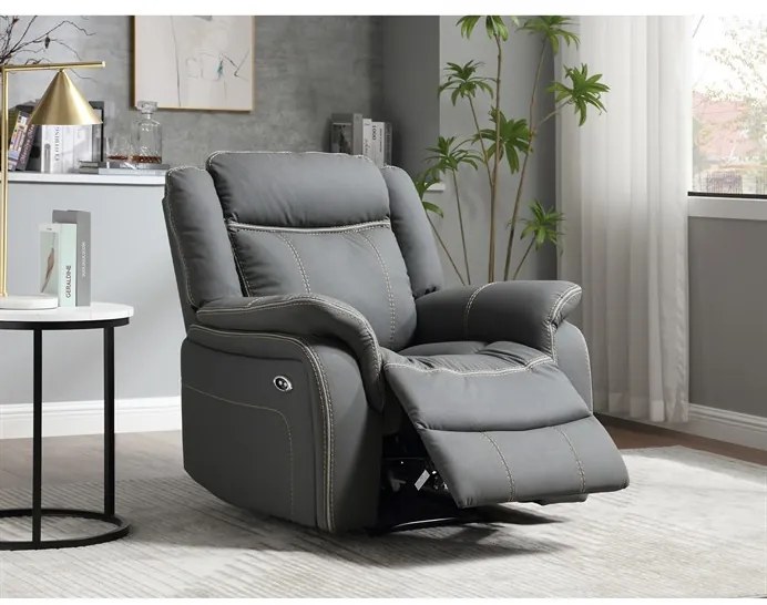 Autronic BONTEC Polohovacie kreslo, elektrické zabudované ovládanie, šedá, ekokoža, TV-4119 GREY Farba: Béžová