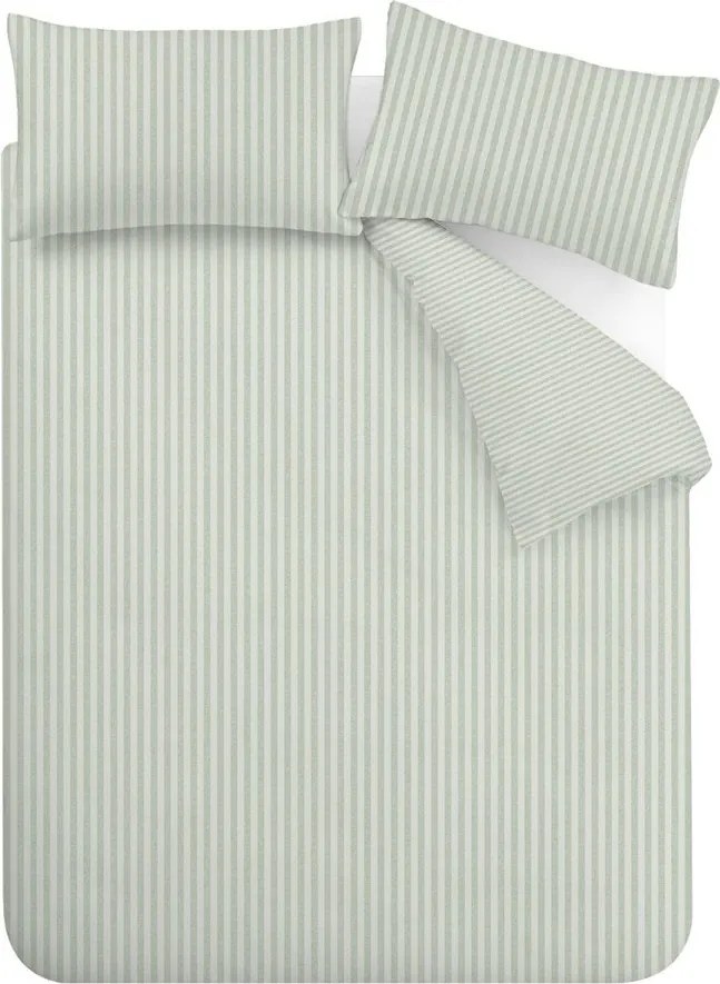 Zelené obliečky na jednolôžko 135x200 cm Epping Textured Stripe – Catherine Lansfield