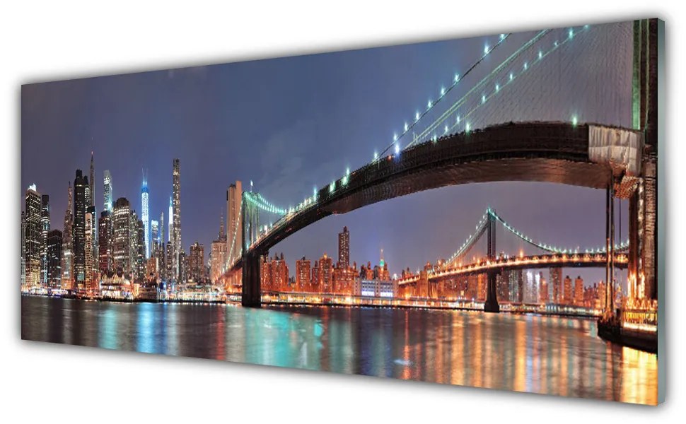 Obraz na akrylátovom skle Mesto most architektúra 125x50 cm