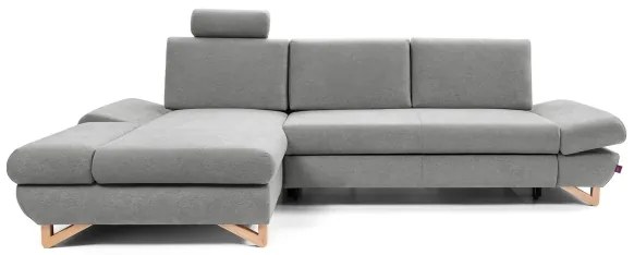 Rozkladacia rohová čalúnená sedacia súprava AVESTA, ľavé prevedenie, sivá, s úložným priestorom v tvare L