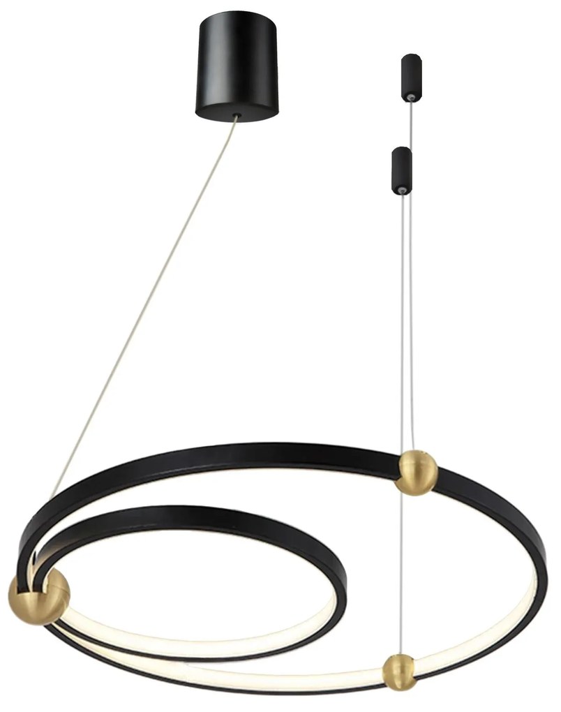 Toolight Toolight, LED závesné svietidlo Black Ring + diaľkové ovládanie APP692-30-50, čierna, OSW-06095