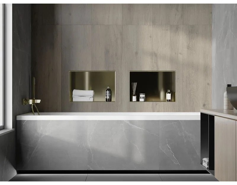 Mexen X-Wall-NR, polička na zapustenie pod obklad bez goliera 45 x 30 cm, zlatá lesklá, 1951453010