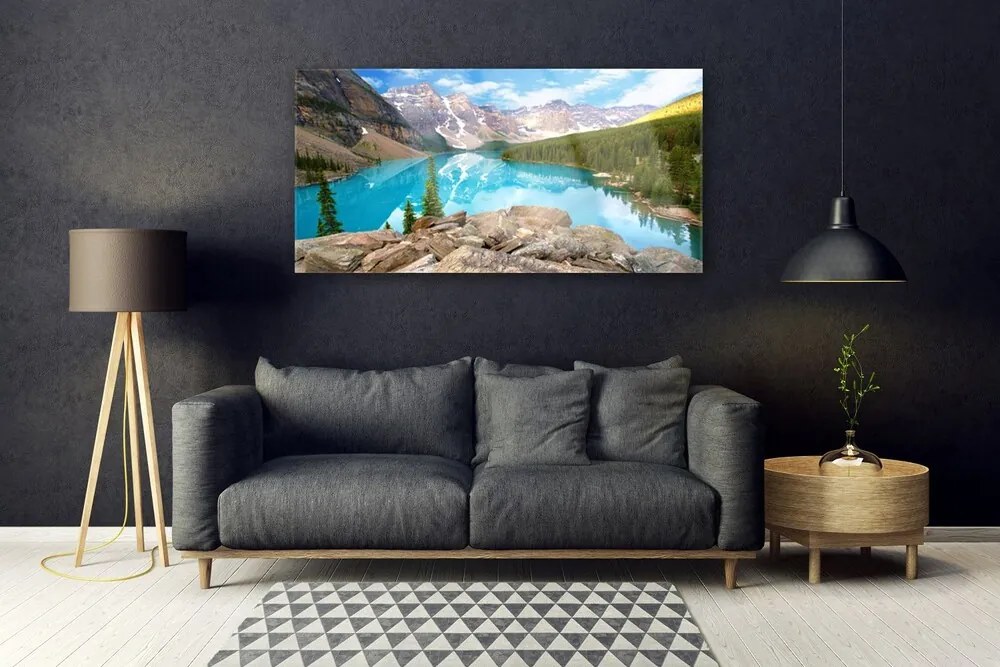 Obraz na akrylátovom skle Hory jazero príroda 120x60 cm