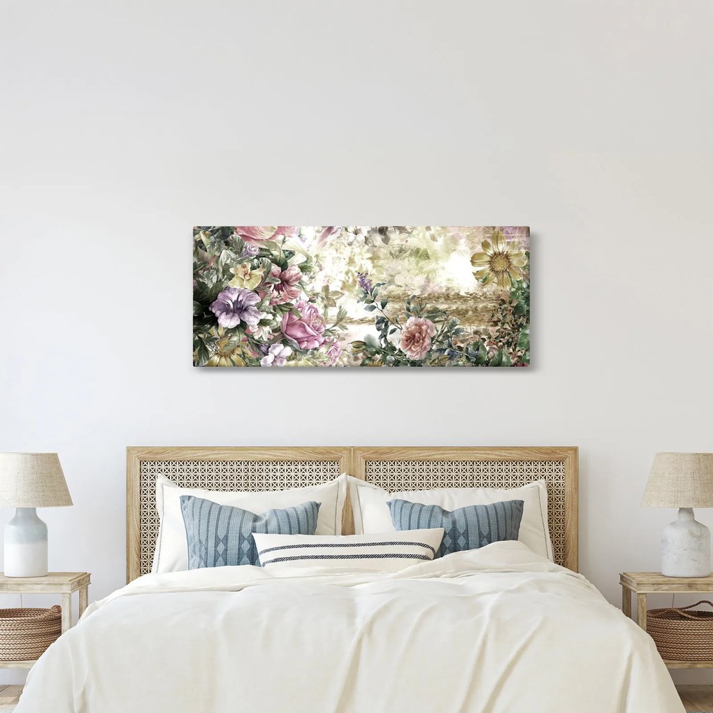 Obraz - Dizajnové kvety (120x50 cm)