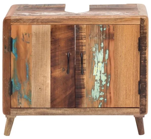 furniture-nabytek.cz - Masívna umývadlová skrinka Calcutta II z recyklovaného dreva, lakovaná, viacfarebná – 70×35×60 cm