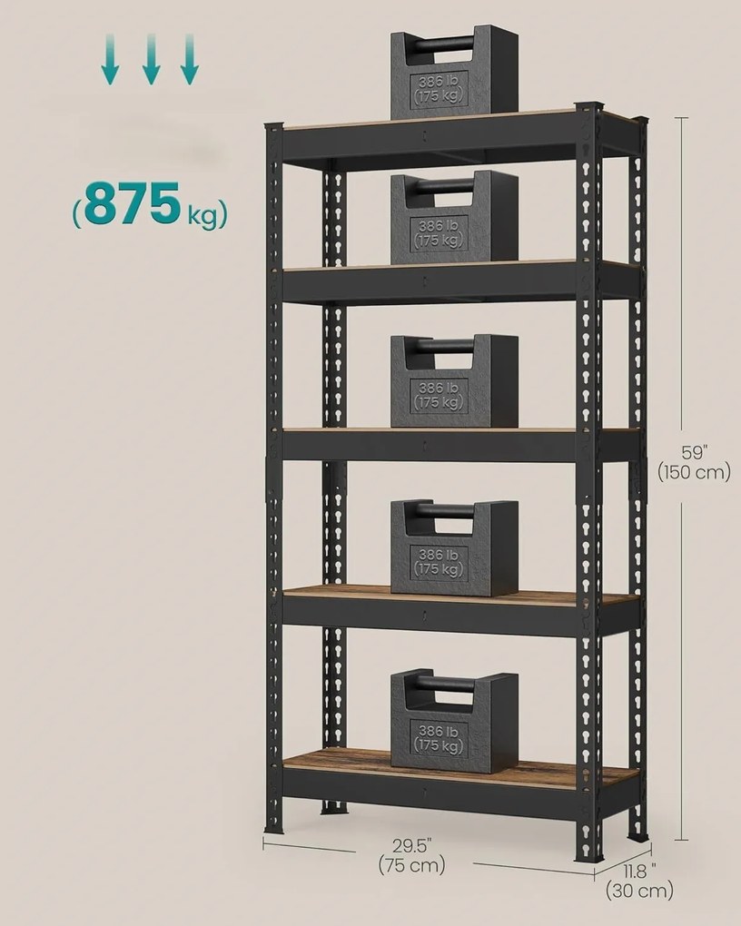 Dílenský regál Matys 75 cm hnědý/černý