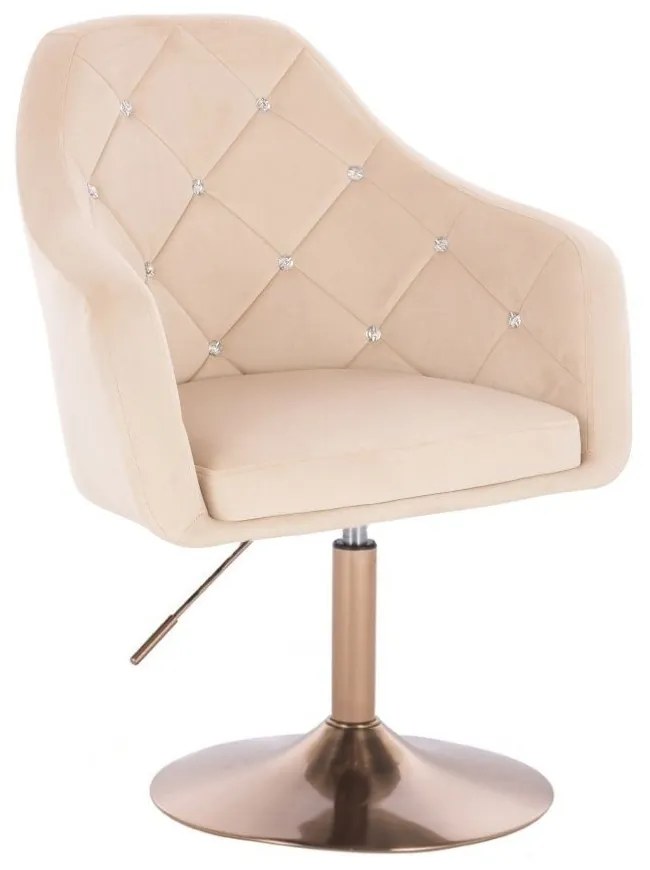 LuxuryForm DESIGN Kreslo ROMA VELUR na zlatom tanieri - krémové