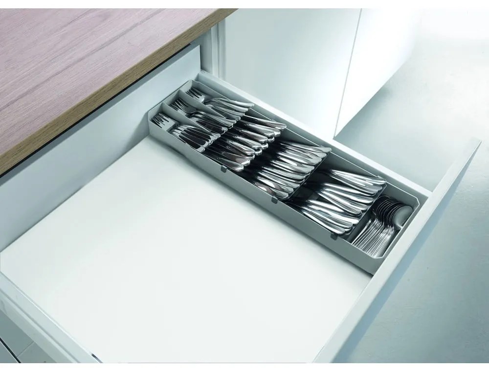 Sivý plastový príborník do zásuvky 15 x 49 cm – Metaltex