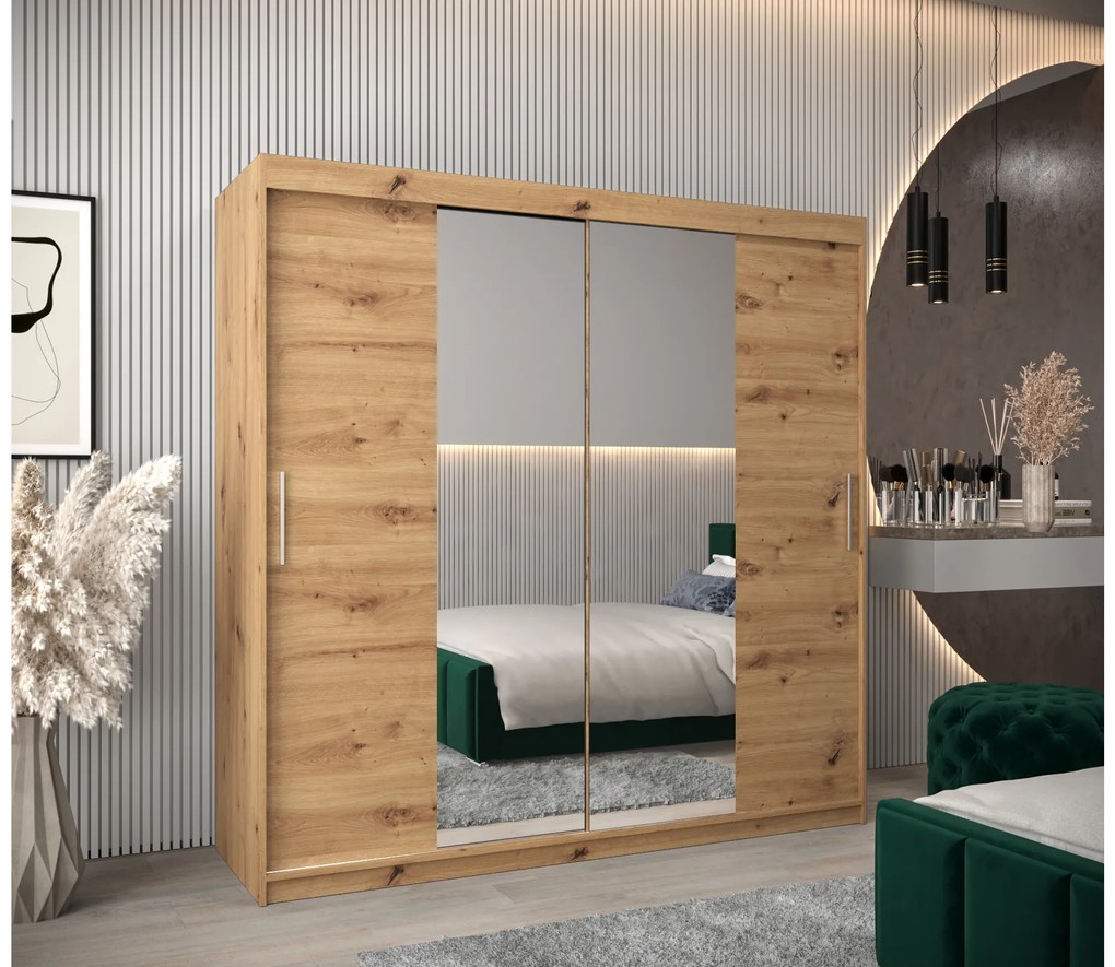 Šatníková skriňa 200 cm Toki 1 (Dub artisan + Dub artisan). Akcia -47%. Vlastná spoľahlivá doprava až k Vám domov. 1064939