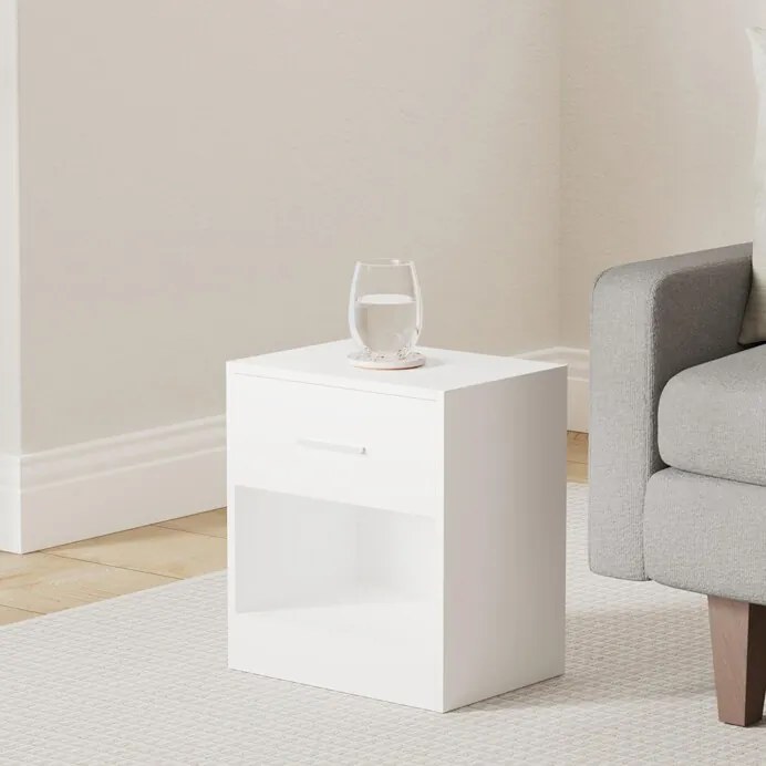 Autronic BONTEC Odkladací stolík 39x28x41cm, mdf, bielený dub, ANT-E1081 BUK Farba: Biela