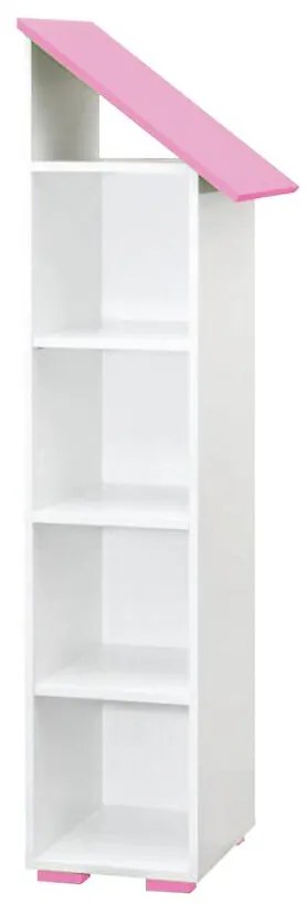 Regál Bb03  4p pravý biela+ružová