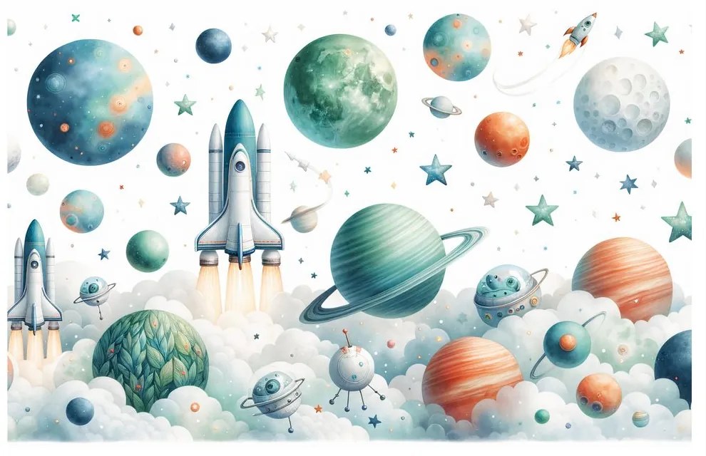 Obraz raketa medzi planétami