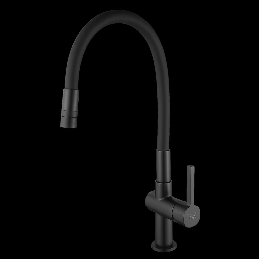 Laveo Alita, stojanková drezová batéria s elastickým ramenom, 2-funkčný výtok, čierna matná, LAV-BVA_B62D