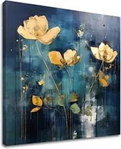 Nadčasová elegancia na plátne Zlatá krajina v modrých tónoch