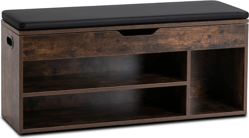 Lavica na topánky ALEC s úložným priestorom – rustikálna / čierna