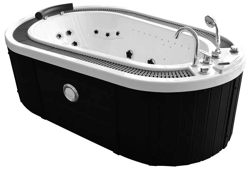 M-SPA - Kúpeľňová vaňa s hydromasážou hnedá s krytom 208 x 135 x 67 cm