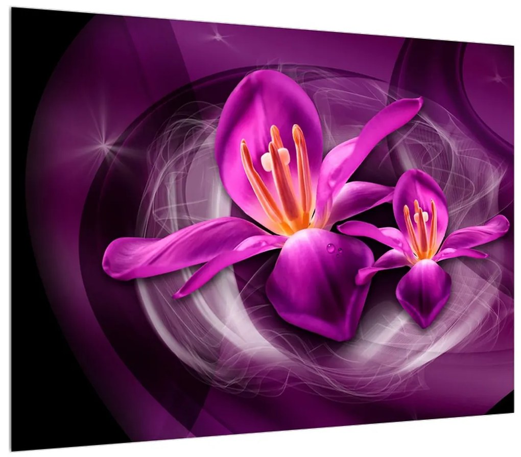 Moderný fialový obraz kvetov (70x50 cm)