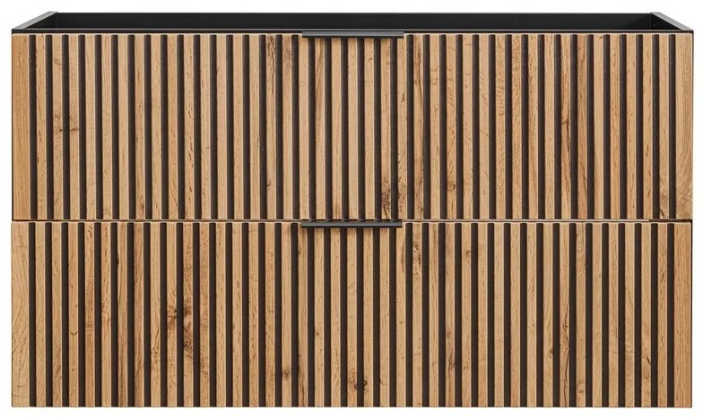 Závesná skrinka Casad Smile s doskou a umývadlom 100 cm čierna/dub wotan