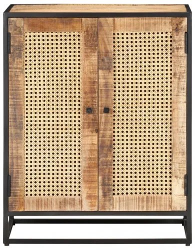 vidaXL Komoda 60x35x75 cm surové mangovníkové drevo a trstina-