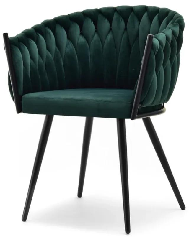 Dizajnová jedálenská stolička EMILY zelená + čierne nožičky