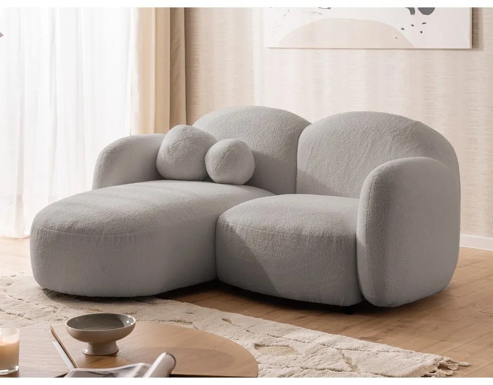 Sivá rohová pohovka z textílie buklé (ľavý roh/s leňoškou) Orbit – Ropez