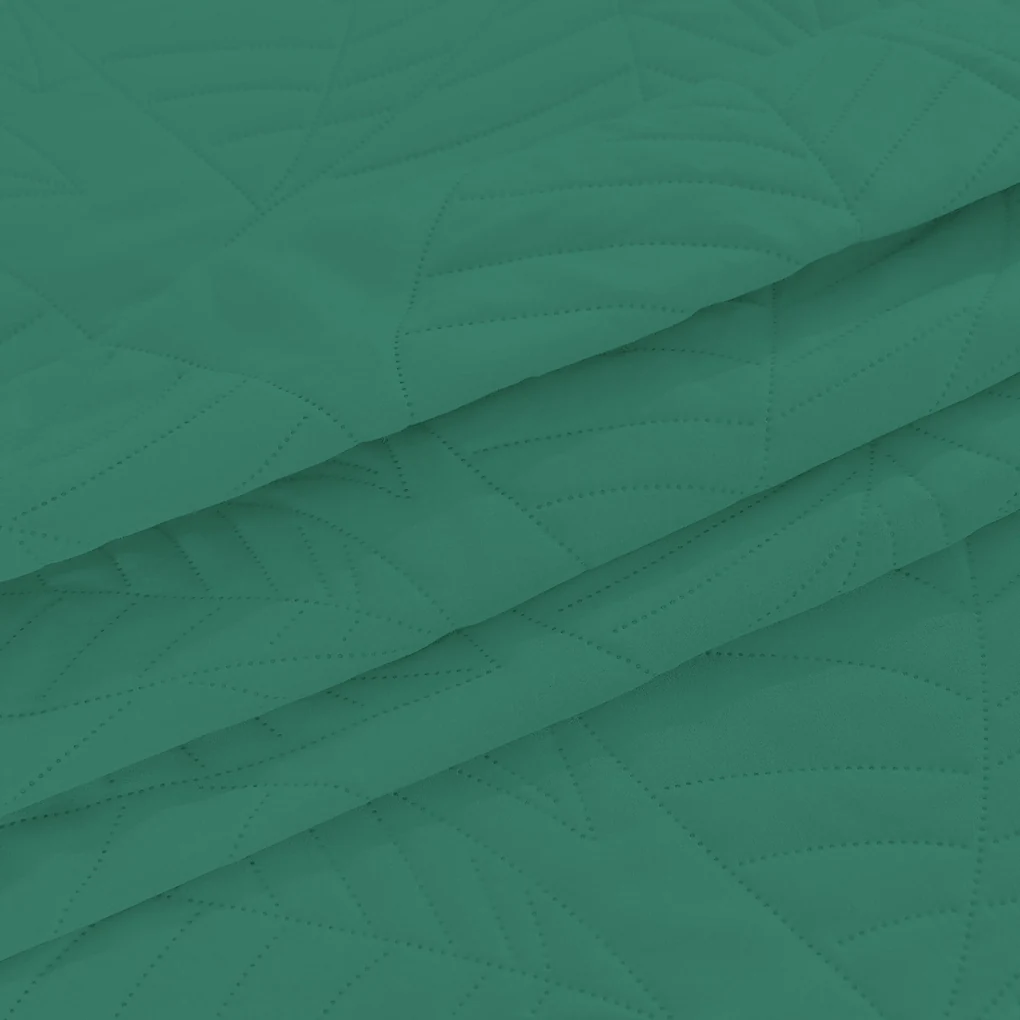 Zelený prehoz na posteľ so vzorom LEAVES Rozmer: 200 x 220 cm