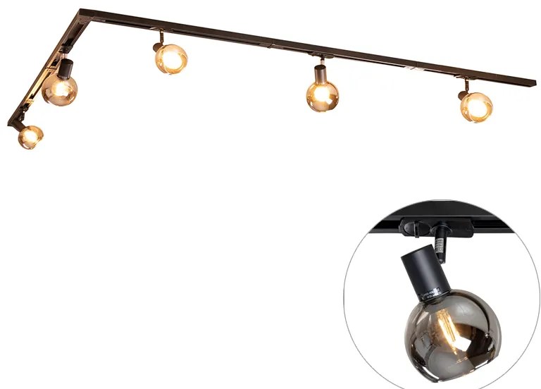 Moderný koľajnicový systém s 5 čiernymi bodovými svetlami 1-fázový - Iconic Lava