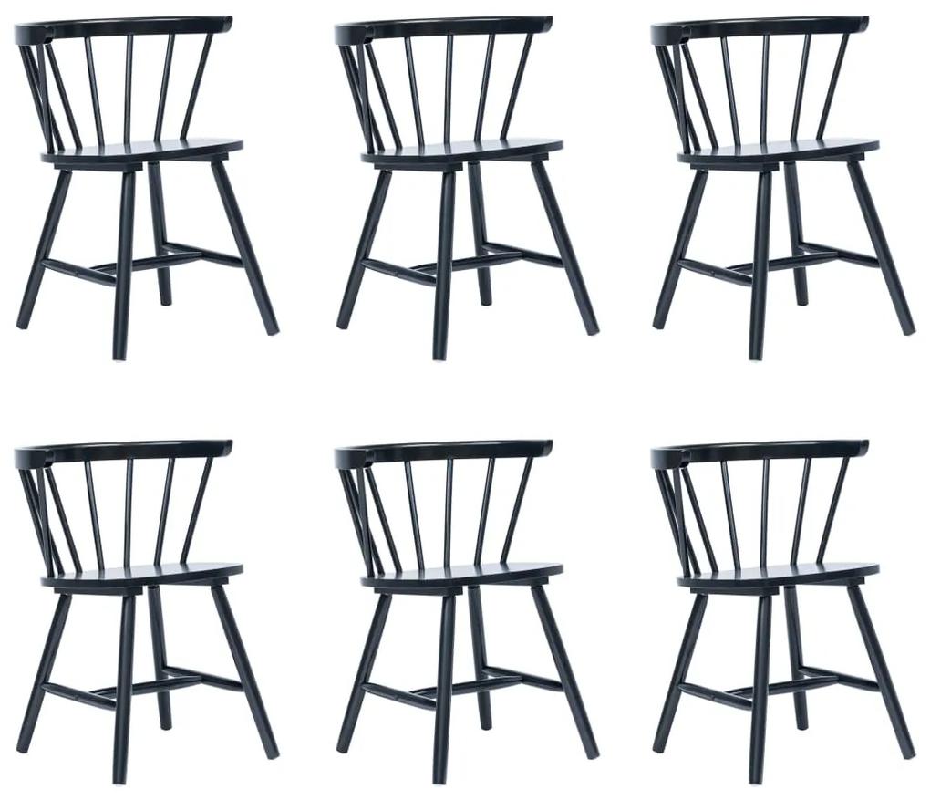 Jedálenské stoličky 6 ks čierne masívne kaučukové drevo