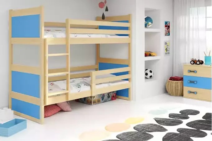 Poschodová posteľ RICO, prírodná/modrá