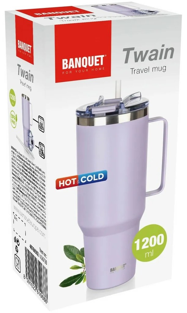 Banquet Termohrnček nehrdz. s uchom Twain 1200 ml, lila