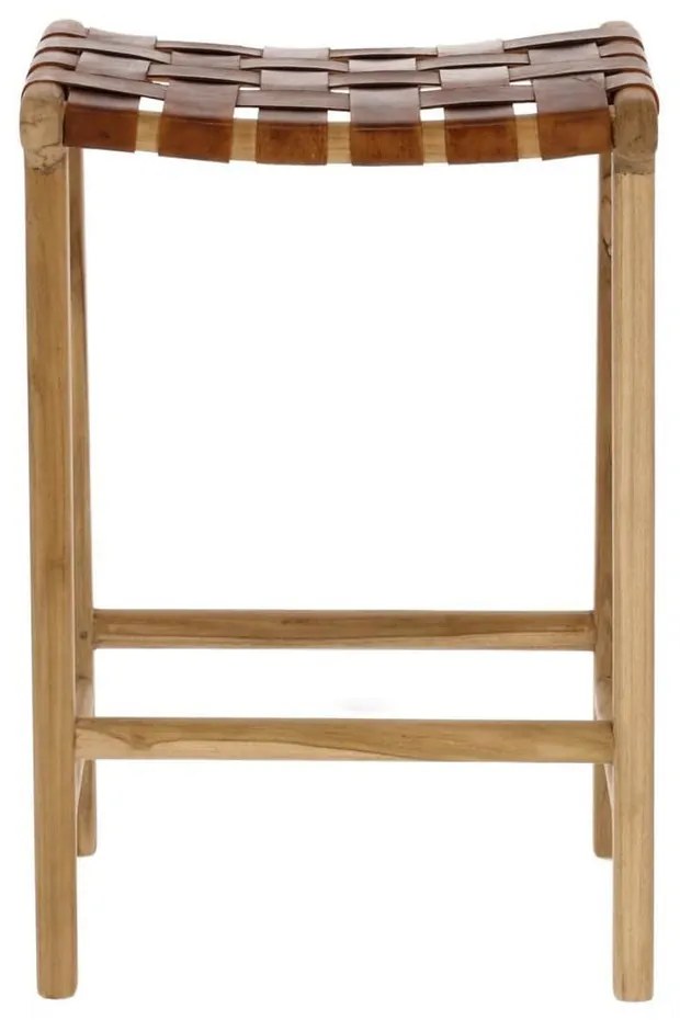 Barová stolička z imitácie kože v prírodnej farbe (výška sedadla 67 cm) Calixta – Kave Home