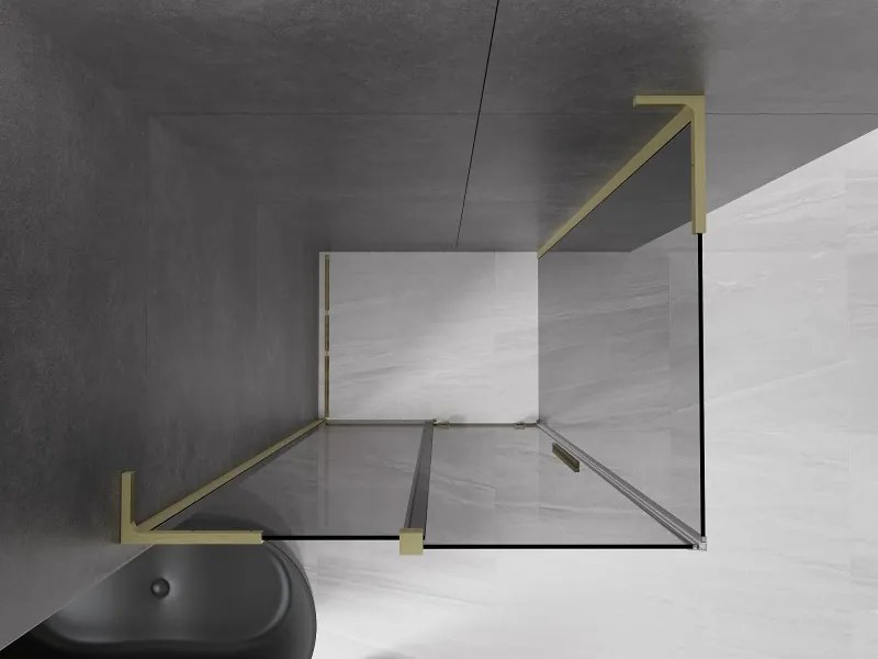 Mexen Velar L, sprchový kút s posuvnými dverami 90 x 120 cm, 8mm šedé sklo, zlatá matná, 871-090-120-43-55