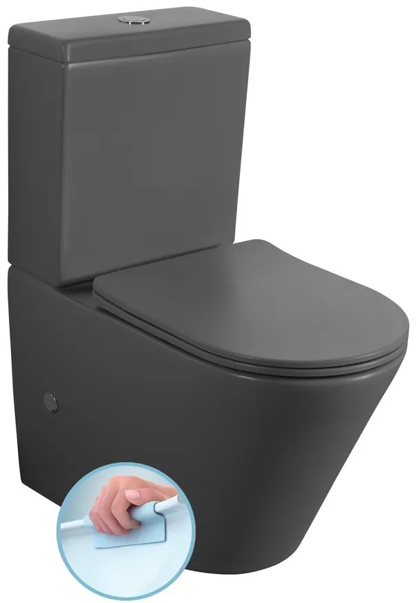 Sapho Sapho, PACO kombi WC, Rimless, spodný/zadný odpad, sivá mat, PC1012WRGR