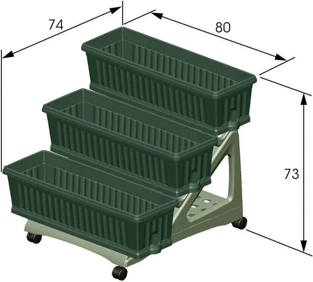 BAMA súprava kvetináčov ORTO DI VR, zelená