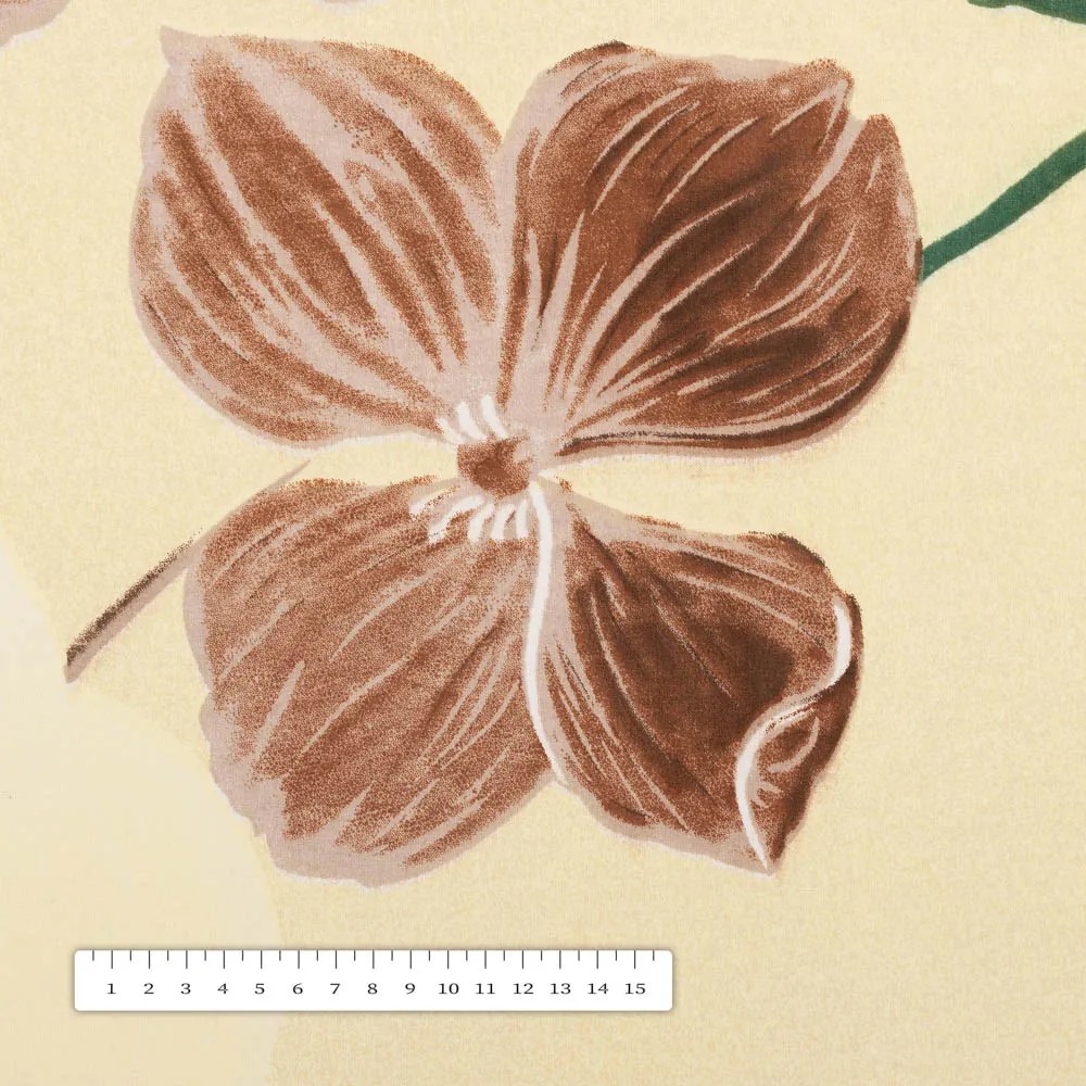 Biante Bavlnený obdĺžnikový obrus Sandra SA-536 Hnedé orchidey na vanilkovo žltom 140x180 cm