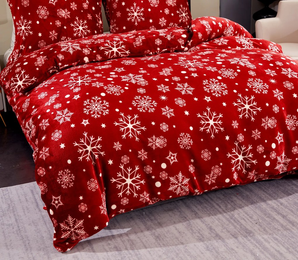 Obliečky mikroplyš SNOWFALL červené Rozmer obliečky: 80 x 80 cm | 135 x 200 cm