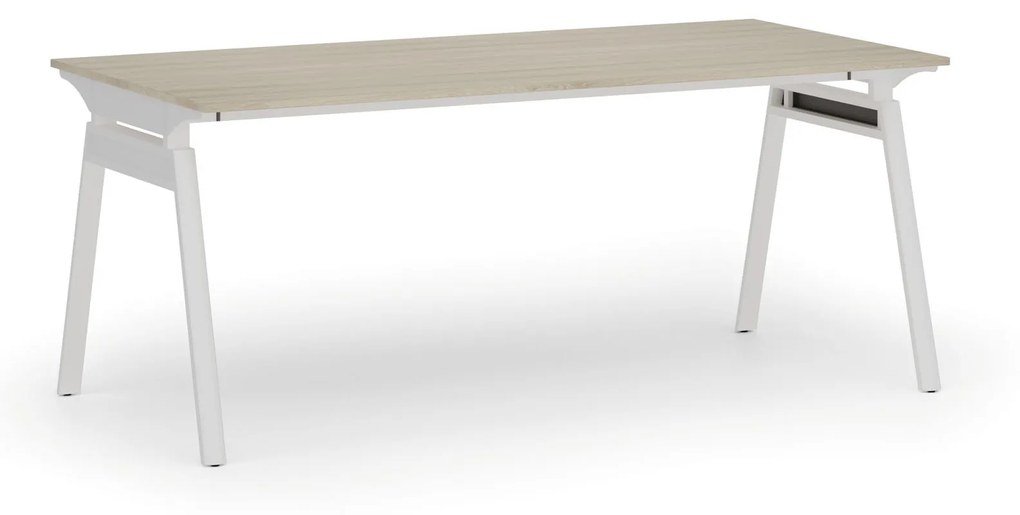Kancelársky stôl PRIMO SIGMA, 1800 x 900 mm, biela podnož, dub prírodný